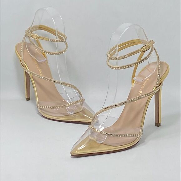 Andrea Wazen Leather & Crystal Pumps size 37.5 - Picture 3 of 14